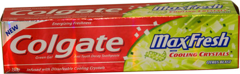 Colgate Toothpaste - Max Fresh Cooling Crystals Green Gel (Citur Blast), 150 gm Tube