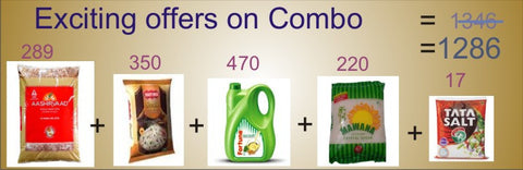 Combo 3 (Aashirvaad Atta 10 kg, Shakti Bhog Swad Long Grain Rice 5 kg & 3 more Items)