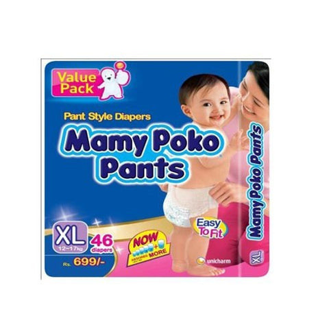 Mamy Poko Pant Style Diapers - XL (12-17 kg), 46 nos Pouch