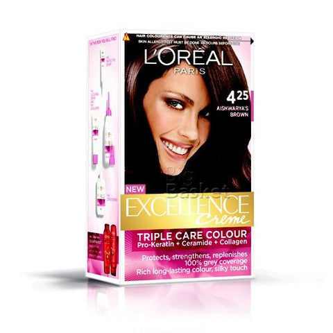 Loreal Paris Excellence Creme Hair Colour - Pro-Keratin (Aishwarya's Brown 425), 100 gm Bottle