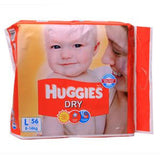 Huggies Dry Diapers, 56 nos Pouch