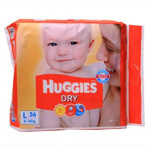 Huggies Dry Diapers, 56 nos Pouch