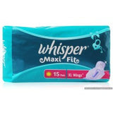 Whisper Sanitary Napkins - Maxi Fit XL Wings, 15 nos Pouch