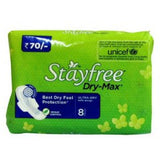 Stayfree Sanitary Napkins - Dry Max, 8 nos Pouch