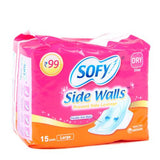 Sofy Sanitary Pads - Side Walls Large (Dry), 15 nos Poly Pack