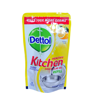 Dettol Lemon Kitchen Dish & Slab Gel Pouch, 130 ml