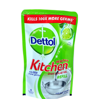 Dettol Lime Splash Healthy Kitchen Dish & Slab Gel Pouch, 130 ml