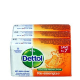 Dettol Bathing Soap - Re-Energize, Original,SkinCare,Cool, 125 gm Carton ( pack of 3 )