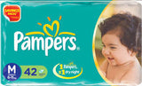 Pampers Disposable Diapers - Medium (6-11 kgs), 42 nos Pouch