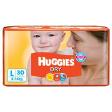 Huggies Diapers - Dry Large (8-14 kgs), 30 nos Pouch