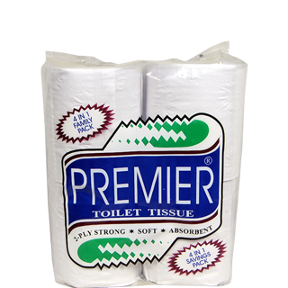 Premier Toilet Tissue Roll, 330 nos Pouch ( Pack of 4 )
